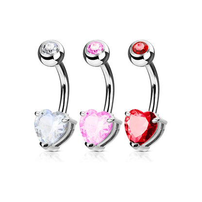 Belly Button Piercing Heart Zirconia Silver