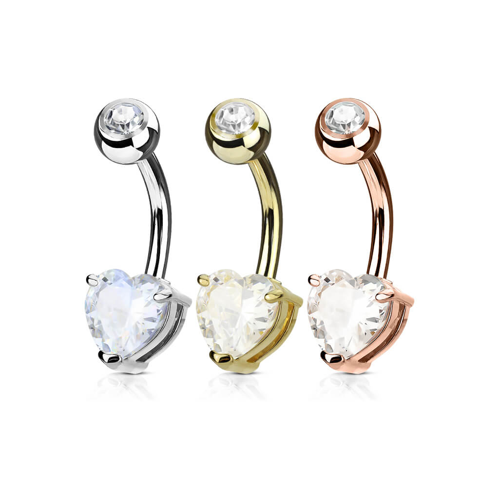 Piercing Ombelico Cuore di zircone