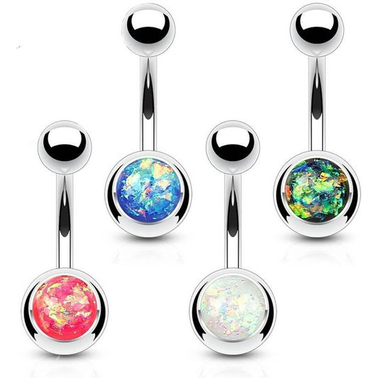 Piercing ombligo Opal Ball Plata