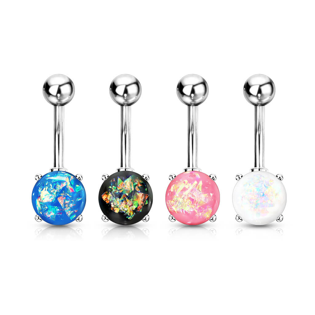 Belly Button Piercing Opal Silver