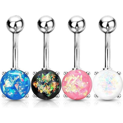 Belly Button Piercing Opal Silver