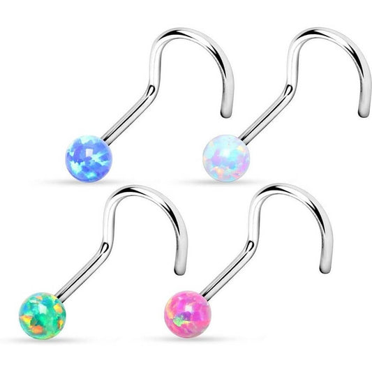 Nose Screw Ball Opal Silver