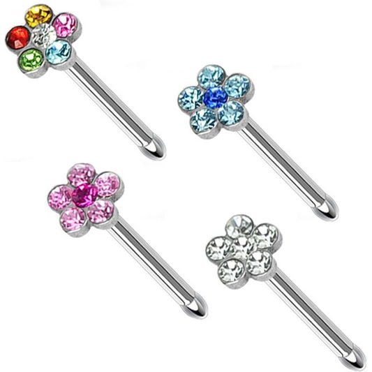 Nariz Stud Flor Circonita Plata