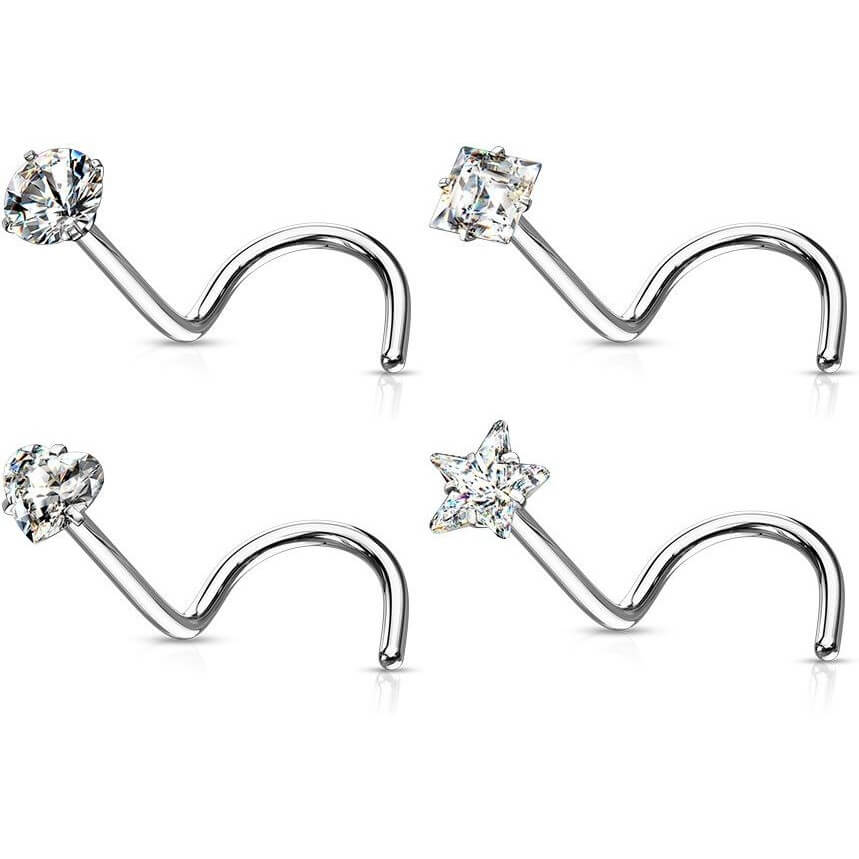 Nose Screw Set Zirconia Silver