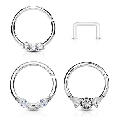 Septum Pack Anneau de Maintien Zircone Or Pliable