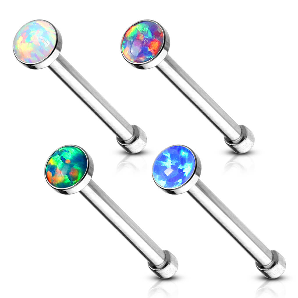 Nose Stud Opal Silver