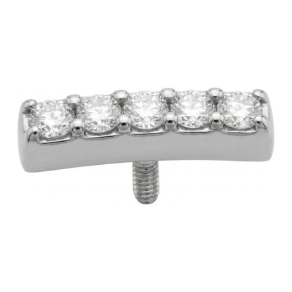 Titanium Top Curved Five Zircon Row Internally Threaded