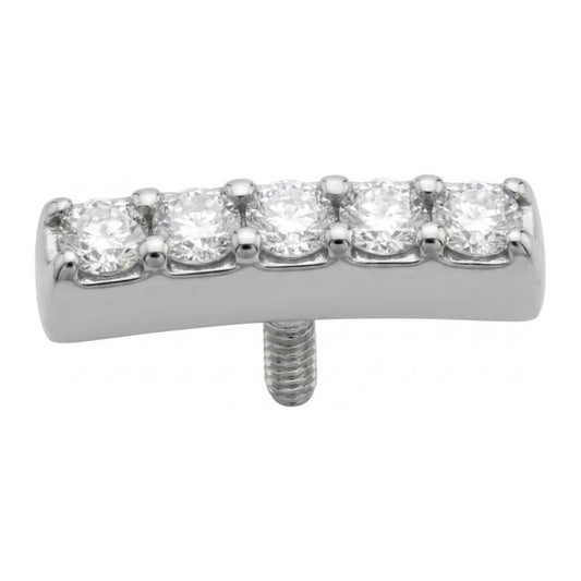 Titanium Top Curved Five Zircon Row Internally Threaded