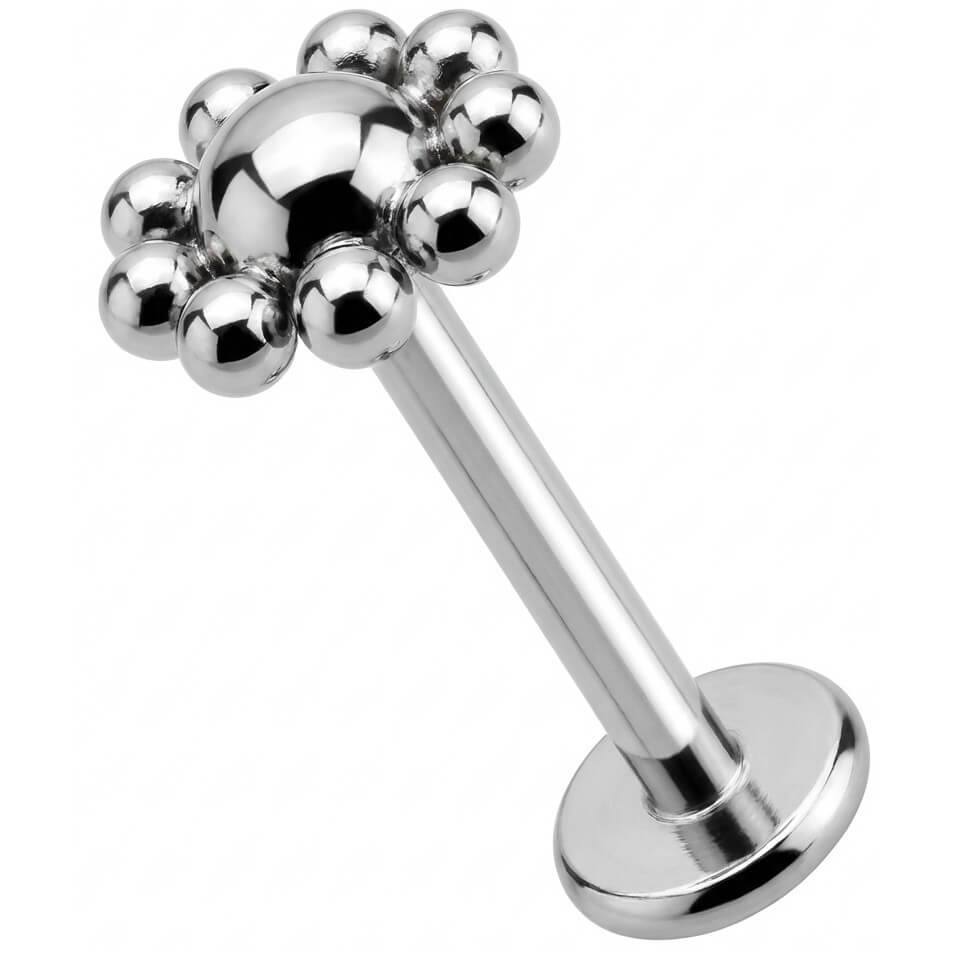 Titanium Labret Beaded Flower Dome Cluster Internally Threaded
