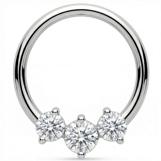 Titanium Ring Triple Crystal Cluster Clicker
