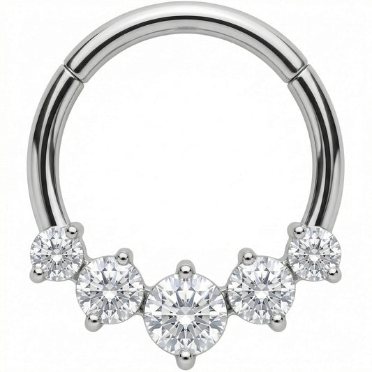 Titanium Ring Five Stone Arc Clicker