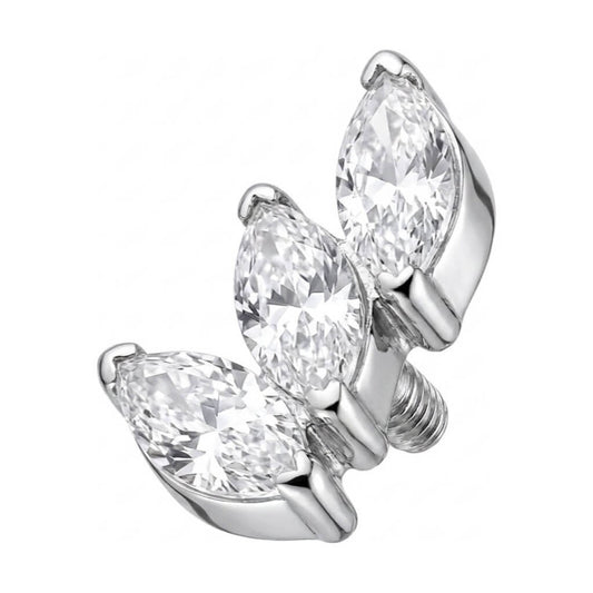Titanium Top Triple Marquise Zirconia Fan Internally Threaded