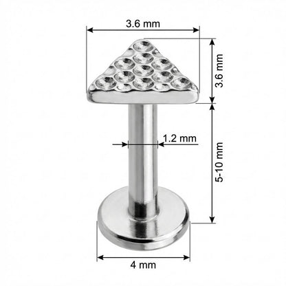 Titanium Labret Hammered Texture Triangle Top Internally Threaded
