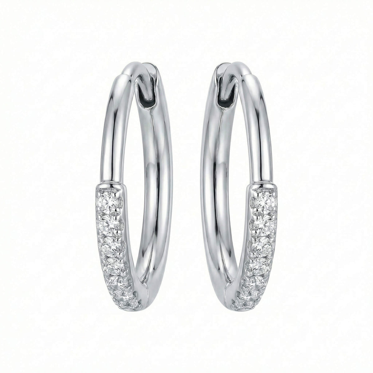 Titanium Earring Crystal Paved Hoop Clicker