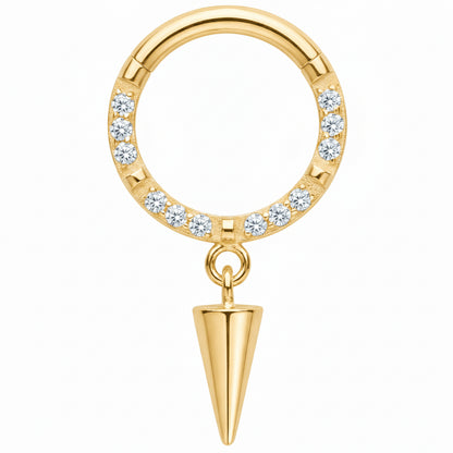 Titanium Ring Crystal Paved Spike Drop Clicker