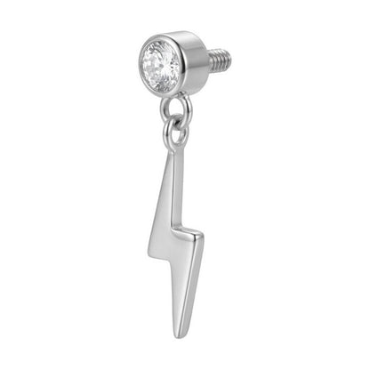 Titanium Top Dangle Lightning Bolt Zirconia Internally Threaded