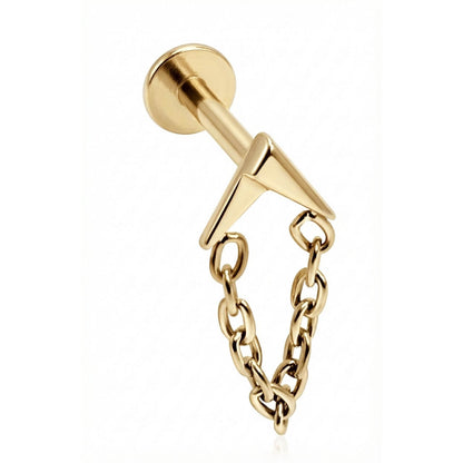 Titanium Labret V-Shape With Draped Chain Internally Threaded