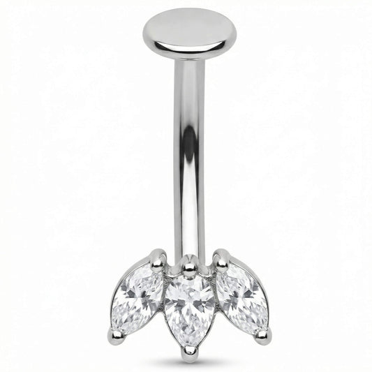 Titanium Belly Button Piercing Triple Marquise Petal Fan Push-In