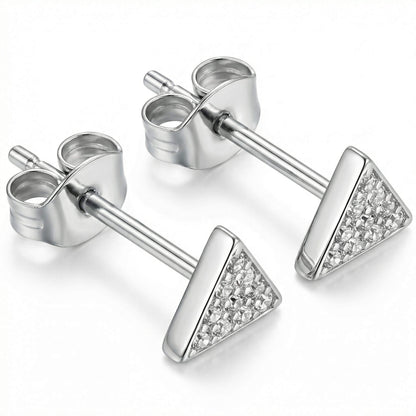 Titanium Earring Triangle With Clear Stones