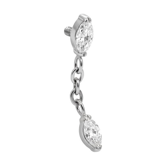 Titanium Top Double Marquise Chain Dangle Internally Threaded
