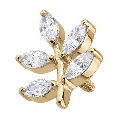 Titanium Top Marquise Zirconia Leaf Branch Internally Threaded
