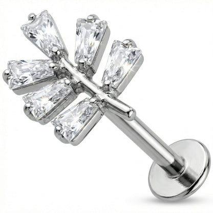 Titanium Labret Tapered Leaf Branch Internally Threaded