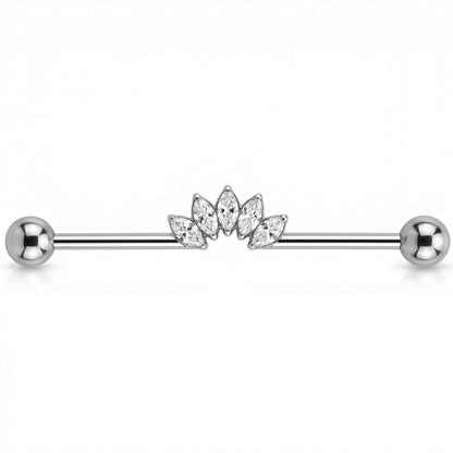 Titanium Industrial Barbell Marquise Crystal Fan Internally Threaded