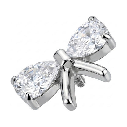 Titanium Top Bow With Teardrop Zirconia Internally Threaded