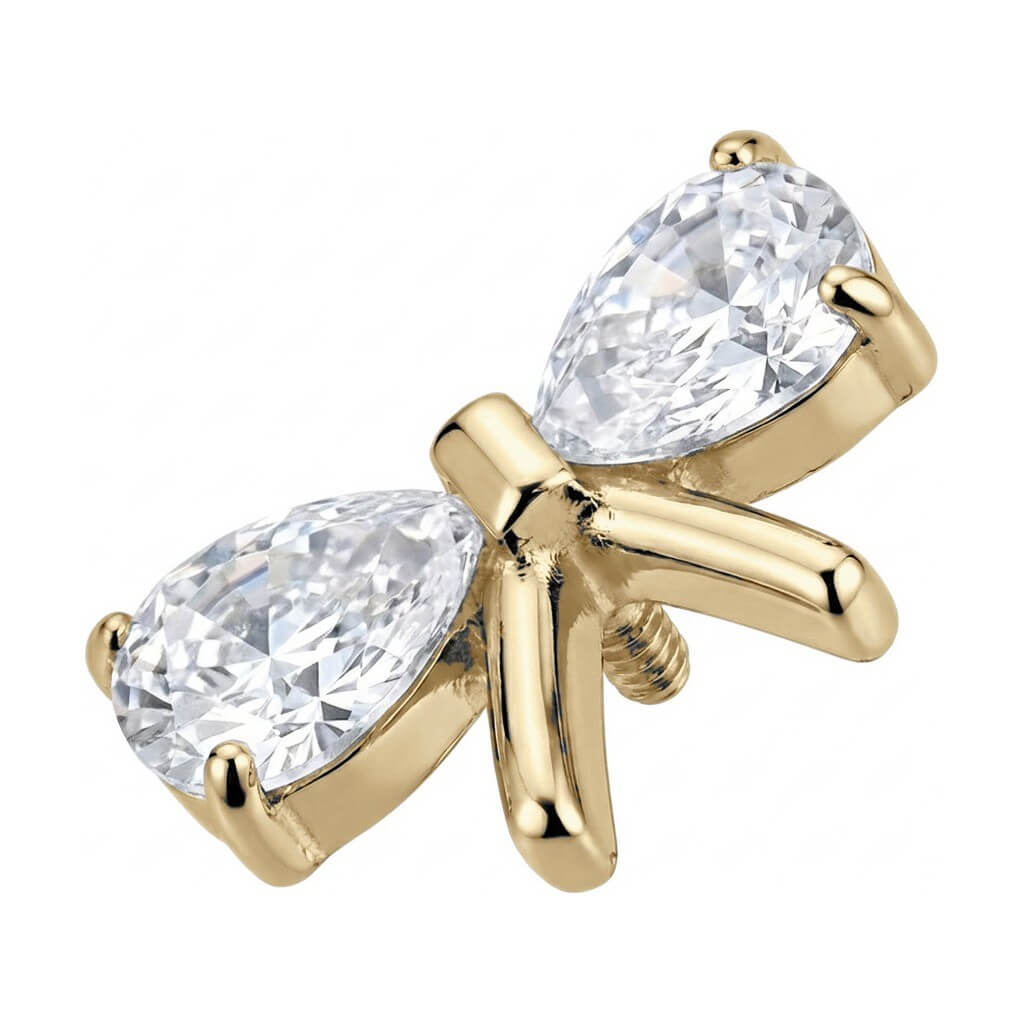 Titanium Top Bow With Teardrop Zirconia Internally Threaded