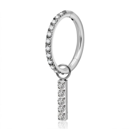 Titanium Ring Zirconia Bar Dangle Clicker
