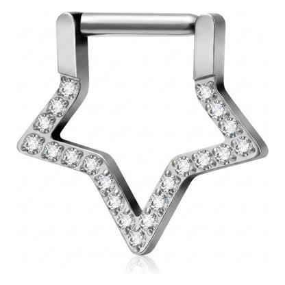Titanium Ring Star Zirconia Clicker
