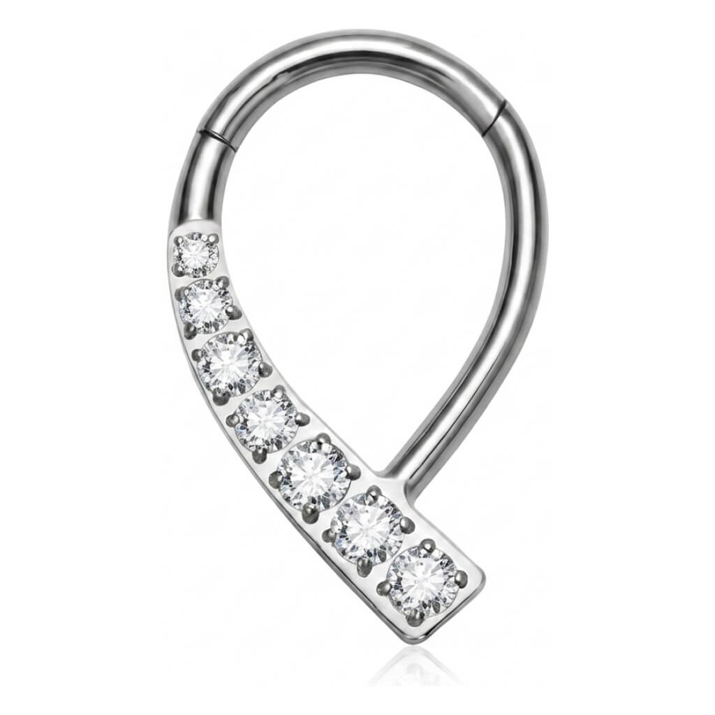Titanium Ring Teardrop Zirconias Clicker