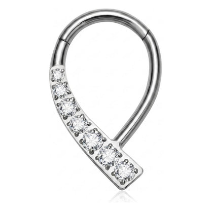 Titanium Ring Teardrop Zirconias Clicker