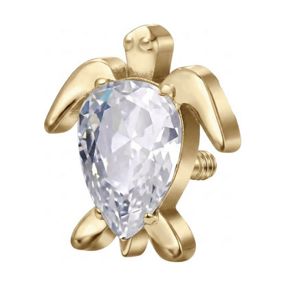 Titanium Top Turtle With Clear Stone Internally Threaded