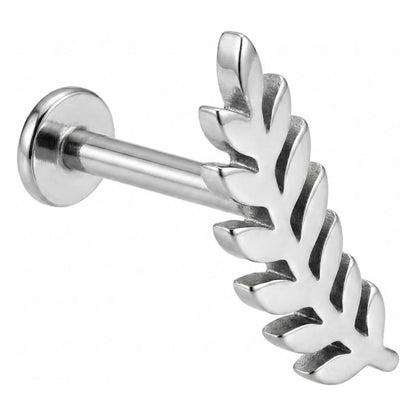 Titanium Labret Leaf Twig Internally Threaded