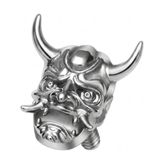 Titanium Top Horned Oni Demon Mask Internally Threaded