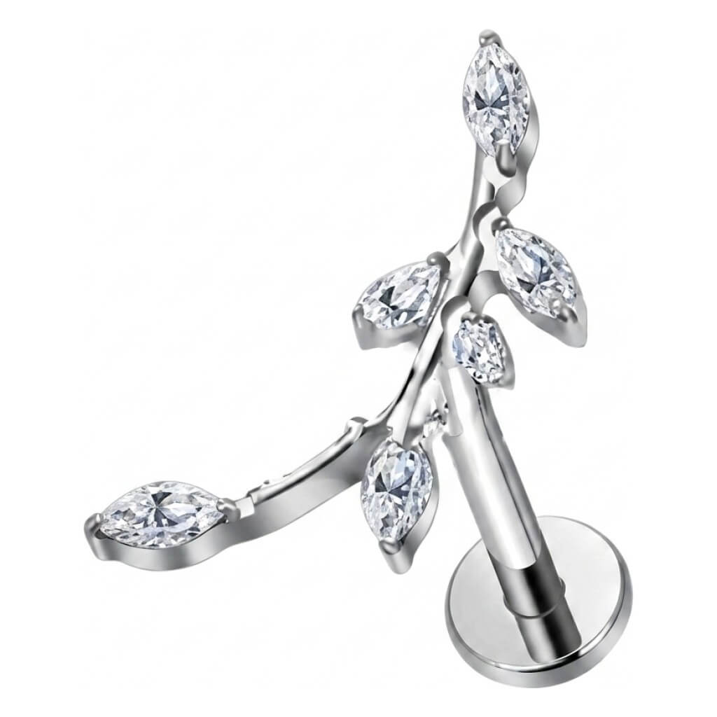 Titanium Labret 5 Zirconia Bezel Setting Internally Threaded