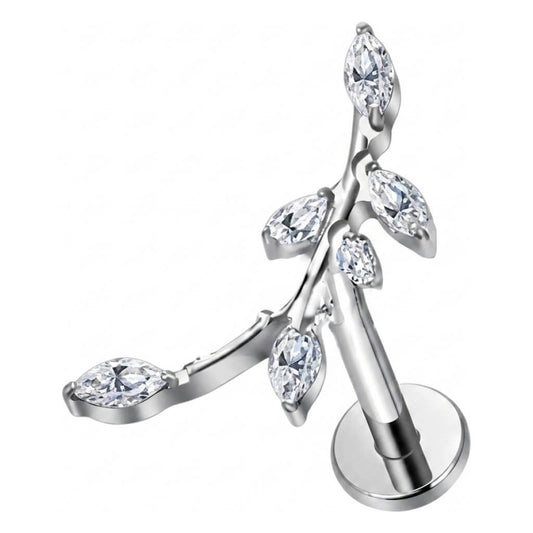 Titanium Labret 5 Zirconia Bezel Setting Internally Threaded