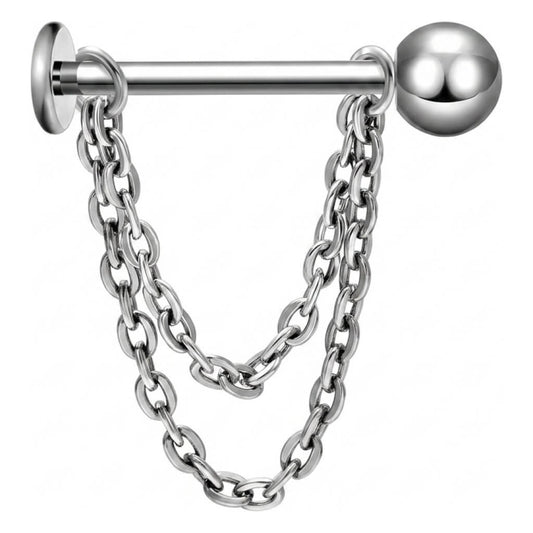 Titanium Labret Double Chain