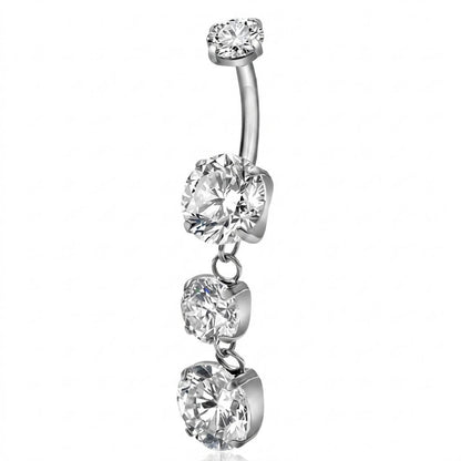 Titanium Belly Button Piercing Zirconia Dangle Internally Threaded